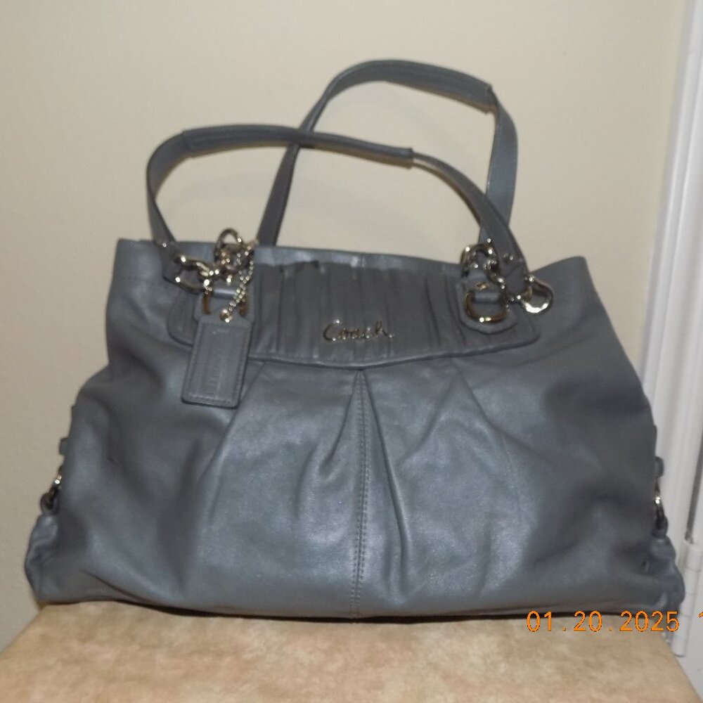 Coach Gray Leather Satchel Bag